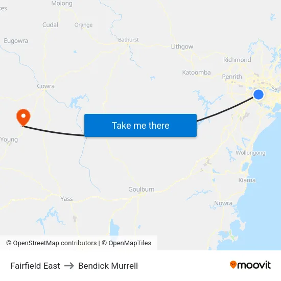 Fairfield East to Bendick Murrell map