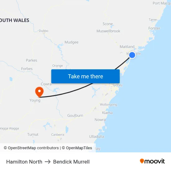 Hamilton North to Bendick Murrell map