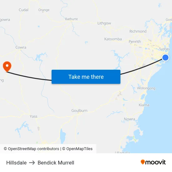 Hillsdale to Bendick Murrell map