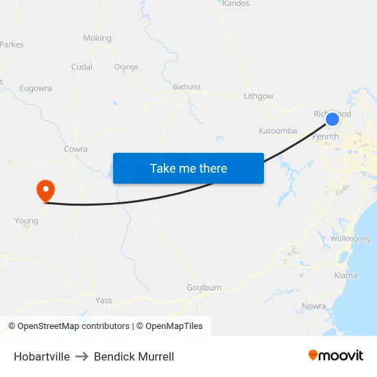 Hobartville to Bendick Murrell map