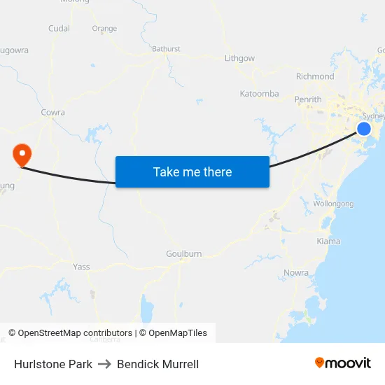 Hurlstone Park to Bendick Murrell map
