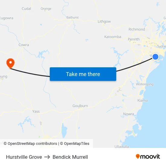 Hurstville Grove to Bendick Murrell map