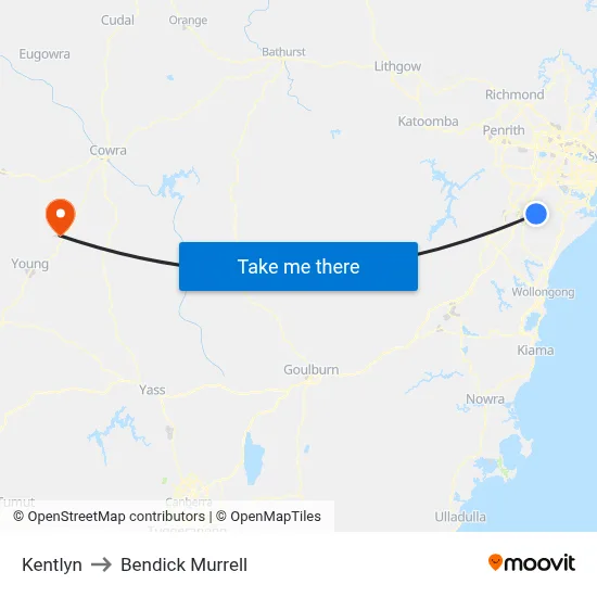 Kentlyn to Bendick Murrell map