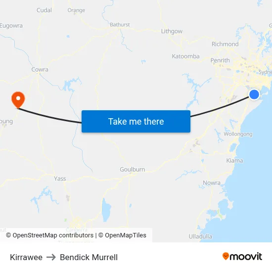 Kirrawee to Bendick Murrell map