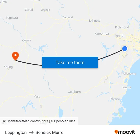 Leppington to Bendick Murrell map
