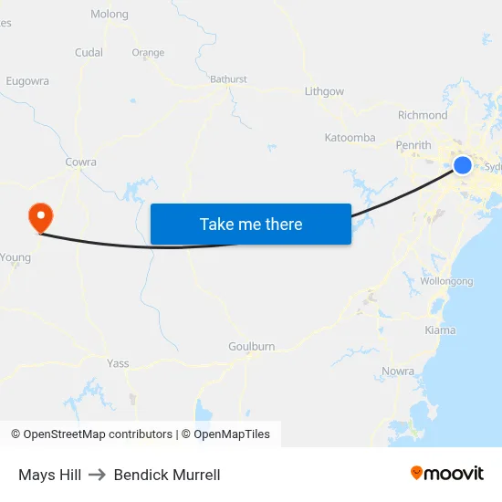 Mays Hill to Bendick Murrell map