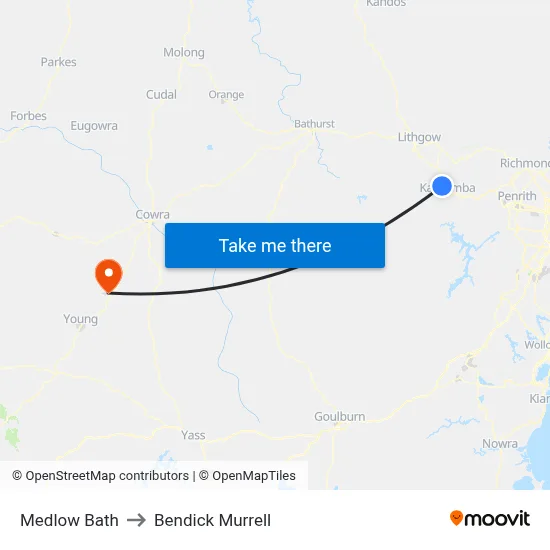 Medlow Bath to Bendick Murrell map