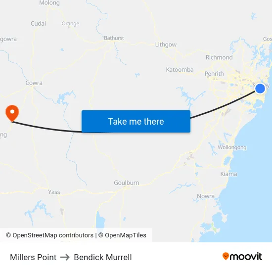 Millers Point to Bendick Murrell map