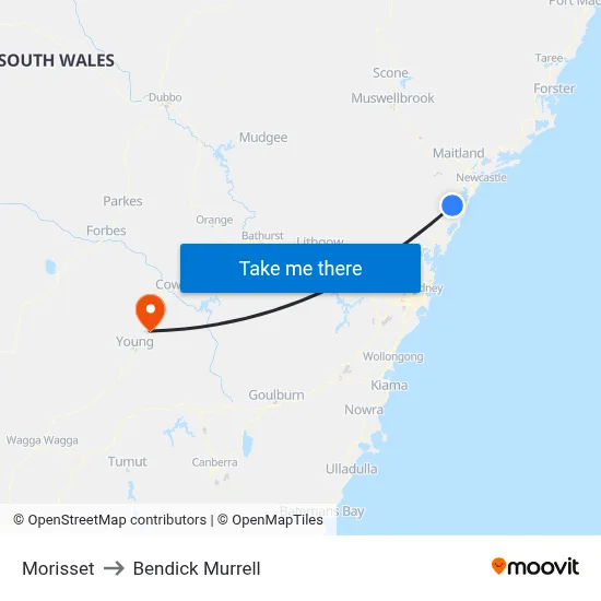 Morisset to Bendick Murrell map