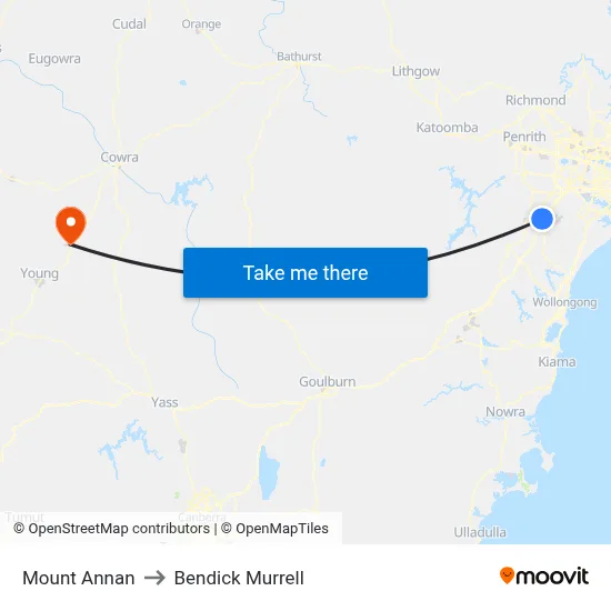 Mount Annan to Bendick Murrell map