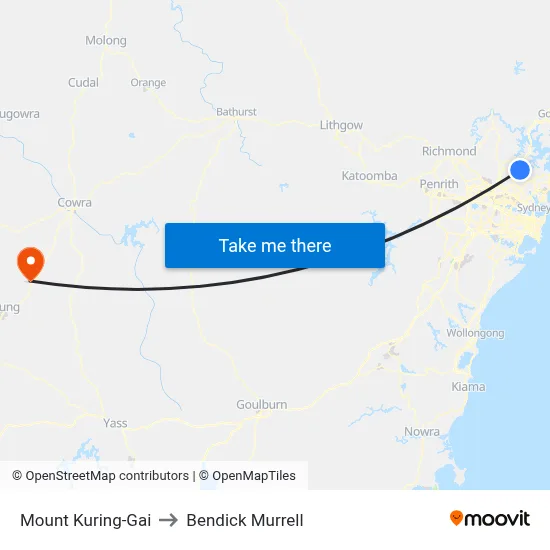 Mount Kuring-Gai to Bendick Murrell map