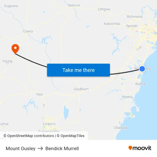 Mount Ousley to Bendick Murrell map