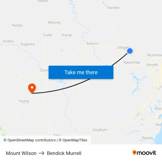 Mount Wilson to Bendick Murrell map