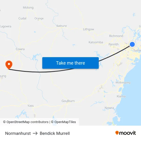 Normanhurst to Bendick Murrell map