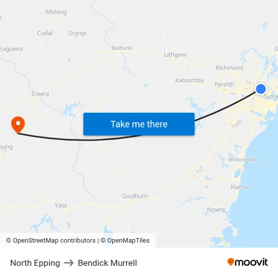 North Epping to Bendick Murrell map