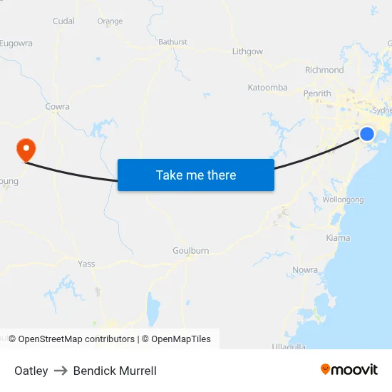 Oatley to Bendick Murrell map
