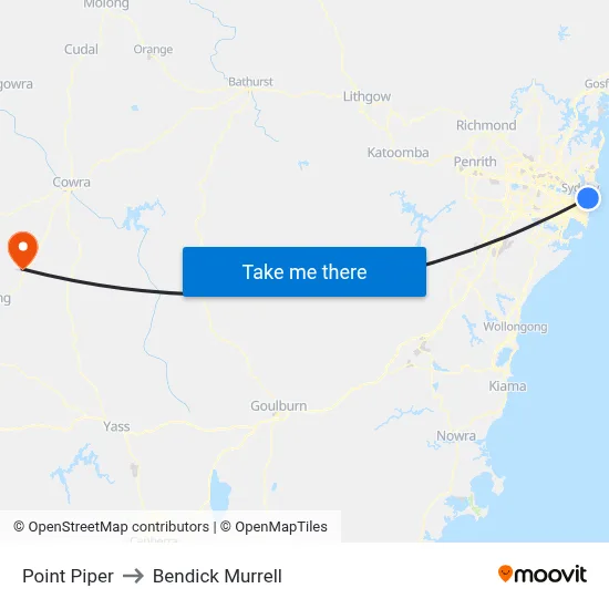 Point Piper to Bendick Murrell map