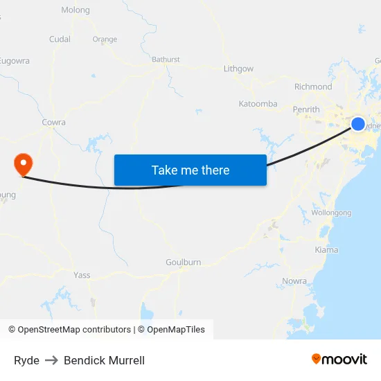Ryde to Bendick Murrell map