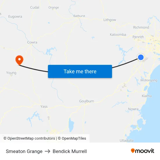 Smeaton Grange to Bendick Murrell map