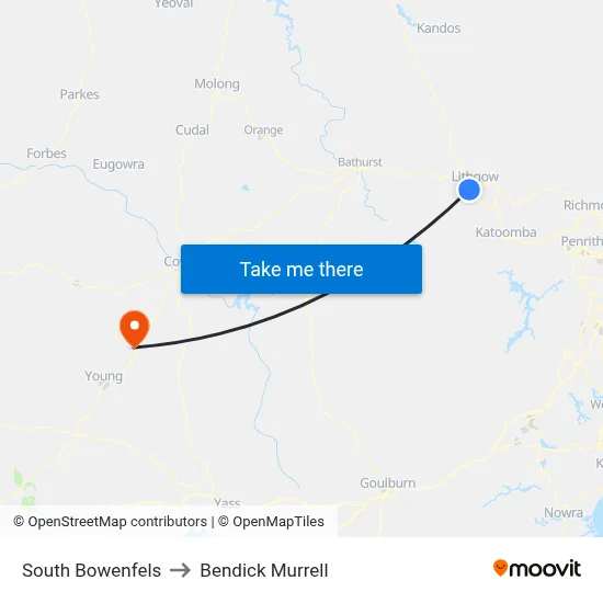 South Bowenfels to Bendick Murrell map