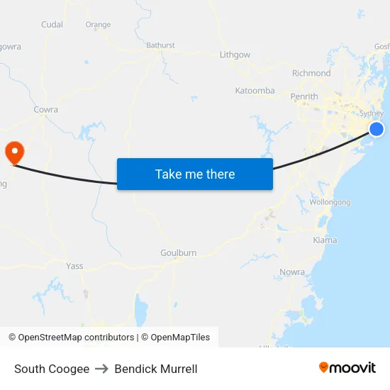 South Coogee to Bendick Murrell map