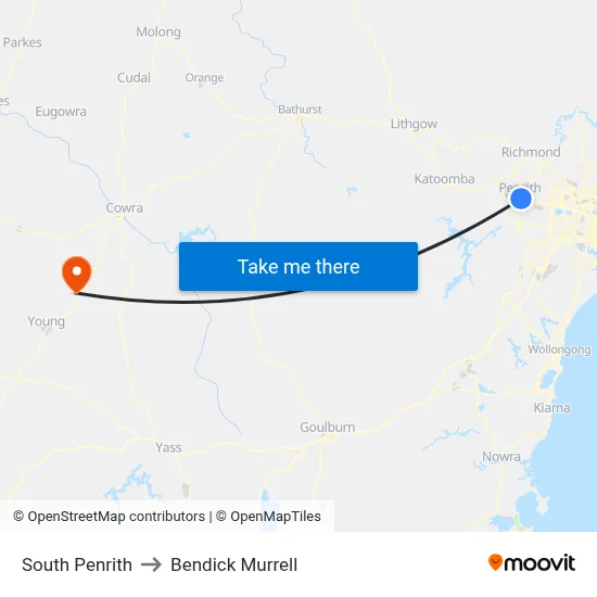 South Penrith to Bendick Murrell map
