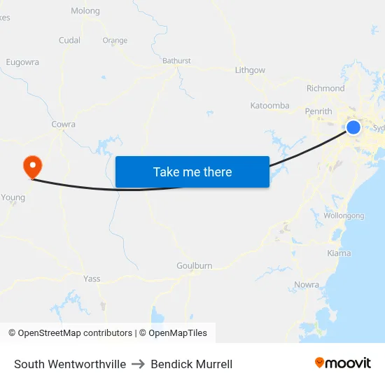 South Wentworthville to Bendick Murrell map