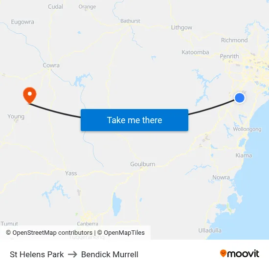 St Helens Park to Bendick Murrell map