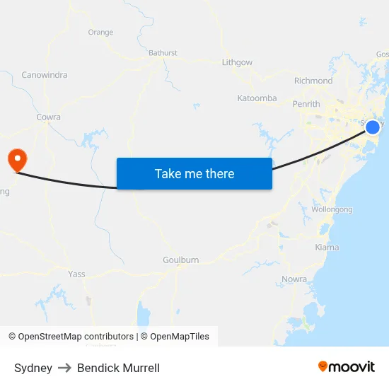 Sydney to Bendick Murrell map
