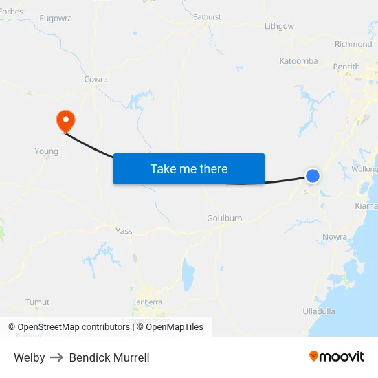 Welby to Bendick Murrell map