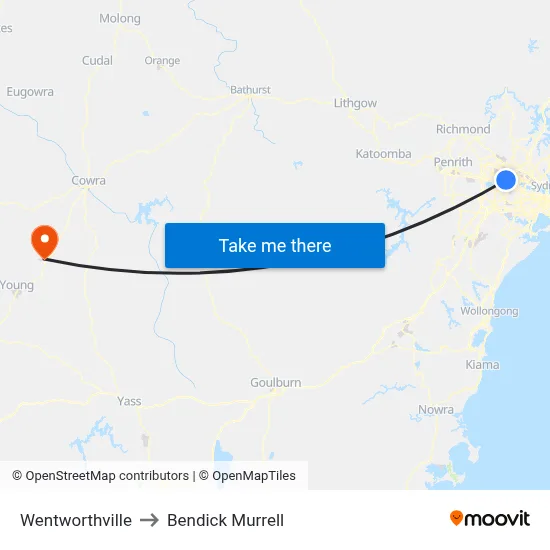 Wentworthville to Bendick Murrell map