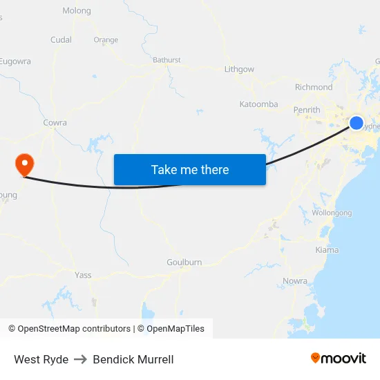 West Ryde to Bendick Murrell map