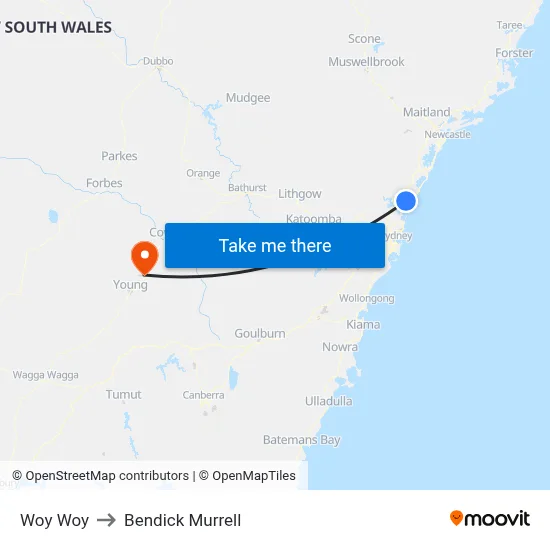 Woy Woy to Bendick Murrell map