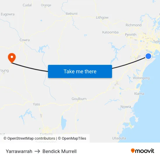 Yarrawarrah to Bendick Murrell map