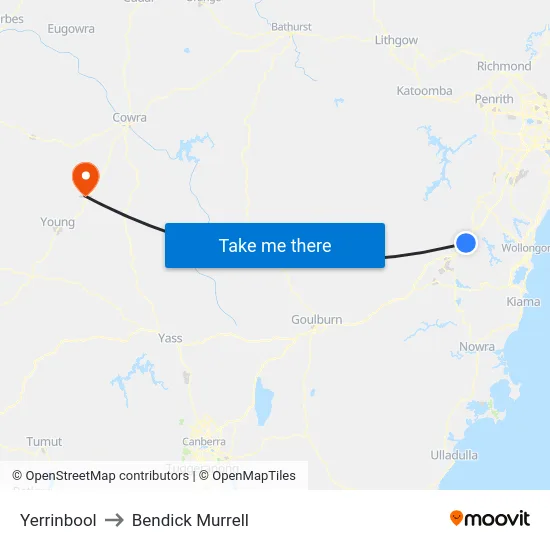 Yerrinbool to Bendick Murrell map