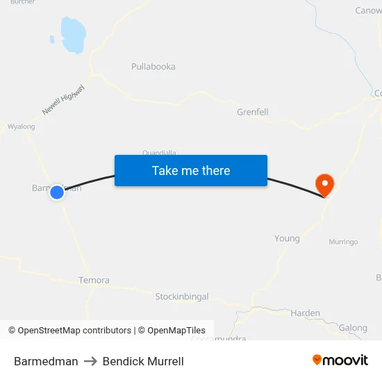 Barmedman to Bendick Murrell map