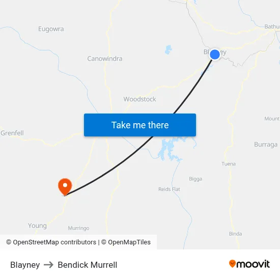 Blayney to Bendick Murrell map
