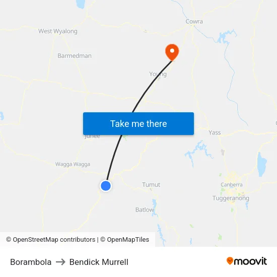Borambola to Bendick Murrell map