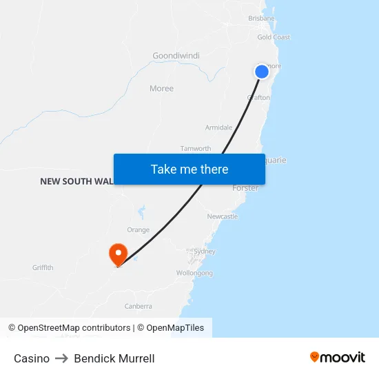 Casino to Bendick Murrell map