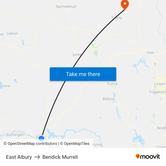 East Albury to Bendick Murrell map