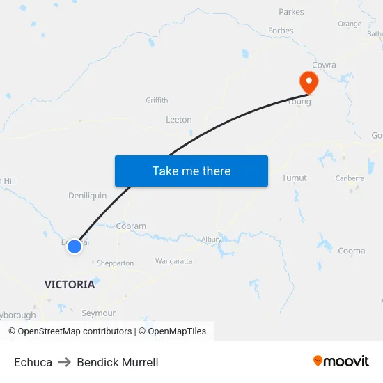Echuca to Bendick Murrell map