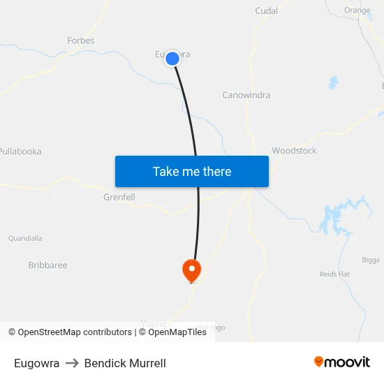 Eugowra to Bendick Murrell map