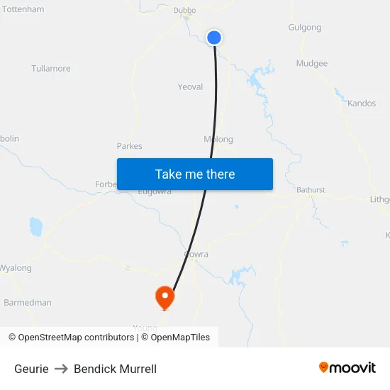 Geurie to Bendick Murrell map