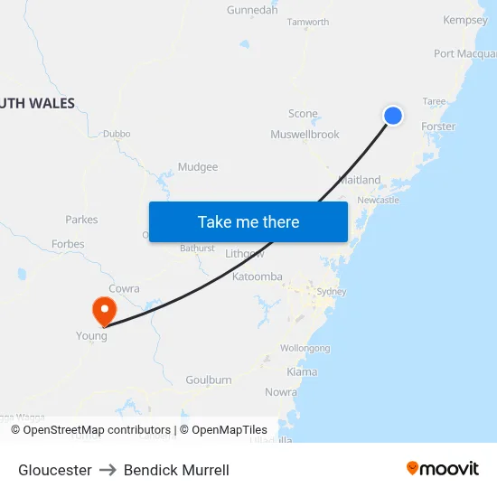 Gloucester to Bendick Murrell map
