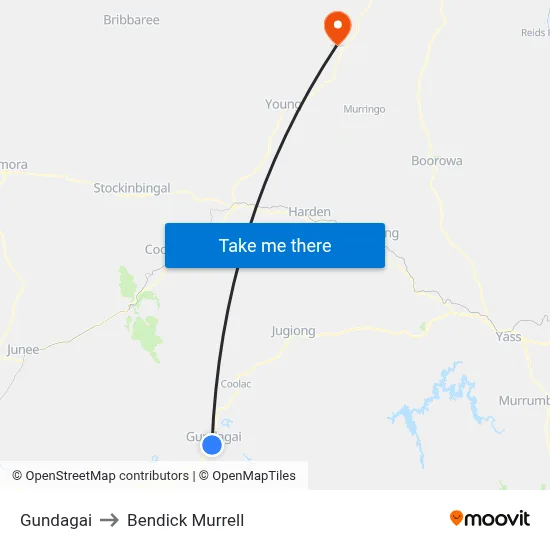 Gundagai to Bendick Murrell map