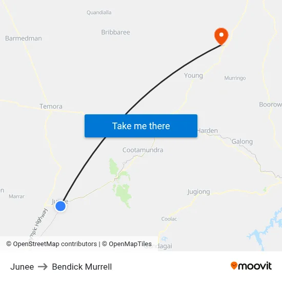 Junee to Bendick Murrell map