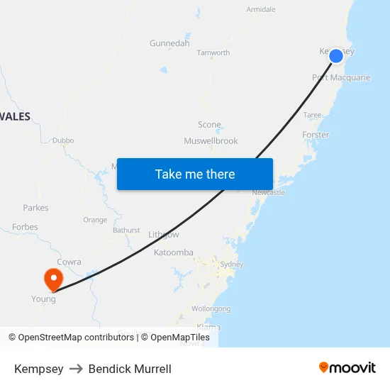 Kempsey to Bendick Murrell map