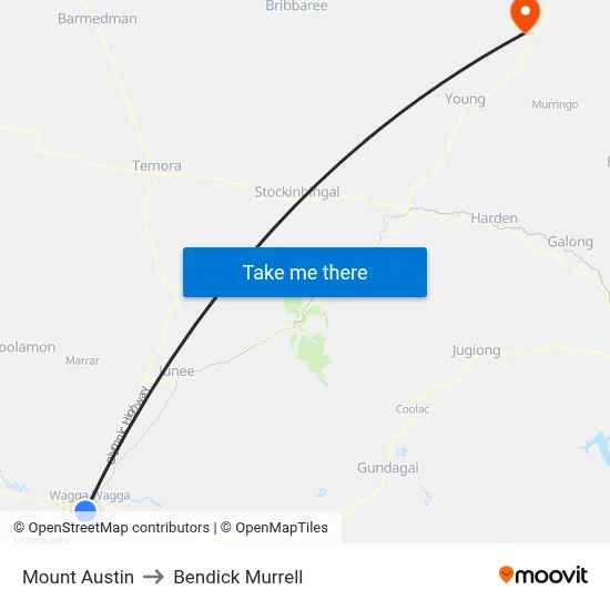 Mount Austin to Bendick Murrell map