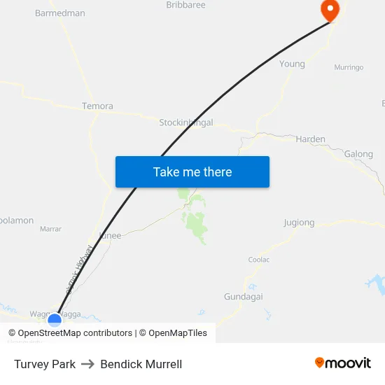 Turvey Park to Bendick Murrell map