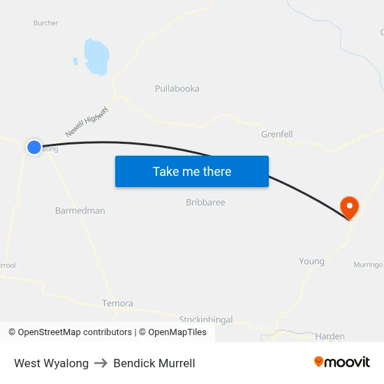 West Wyalong to Bendick Murrell map